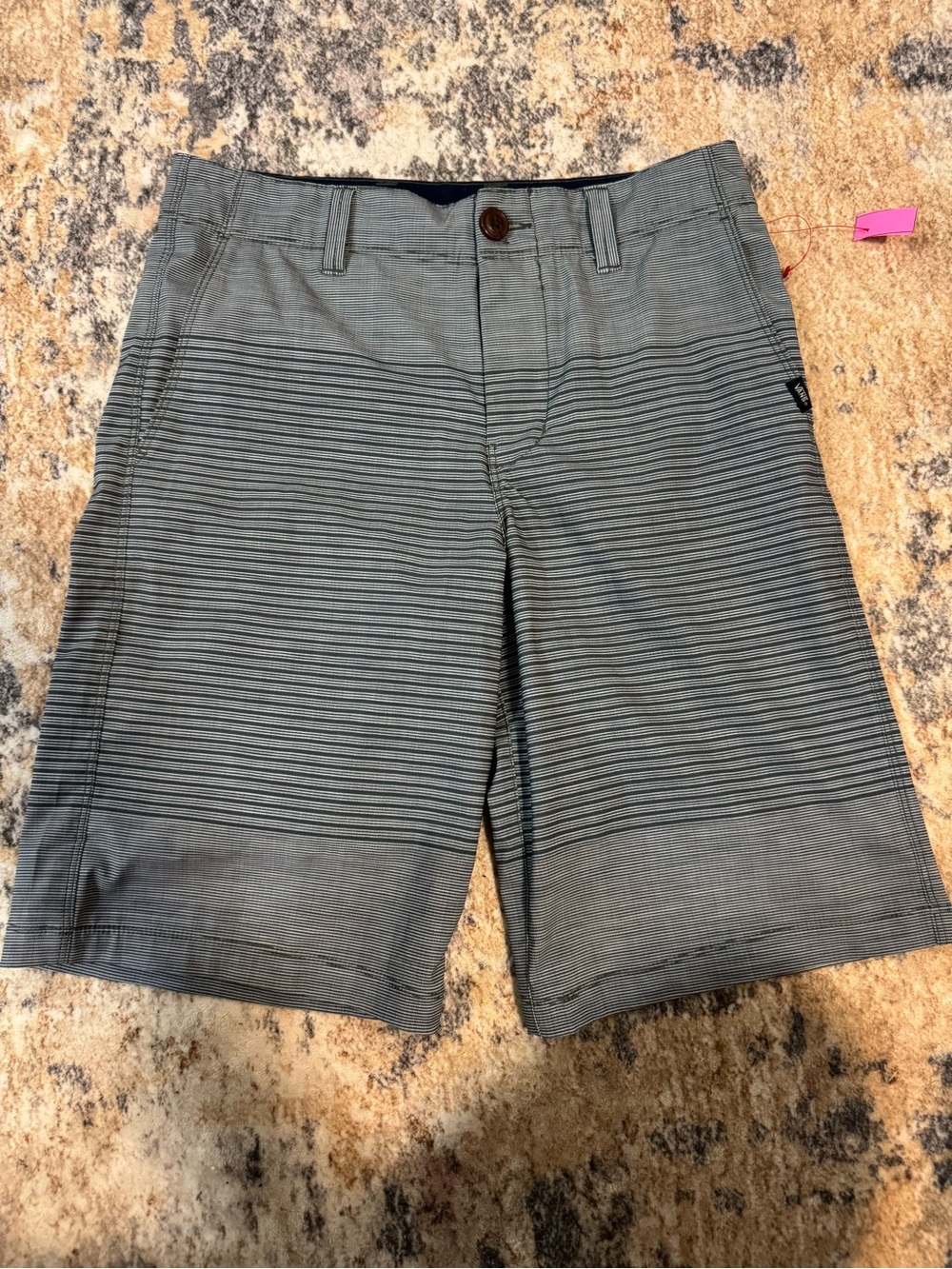 Vans Men's Gray Striped Flat Front Shorts